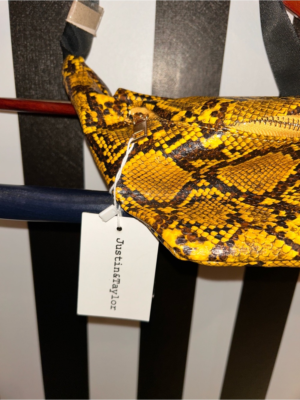 Shop the look…Justin & Taylor Yellow & Black Snake-Print Mini Belt Bag - Picture 3 of 5